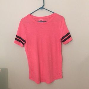 PINK VS stripes varsity tee